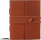 KomalC Handmade Leather Journal 8 x 6 Distressed Tan Buffalo Leather view 7
