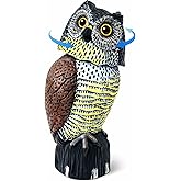 GiftExpress 16" Large Owl Decoy with Rotating Head – Realistic Garden Statue Bird & Squirrel Deterrent, Life-Size Predator Scarecrow for Outdoor Yard & Garden Protection