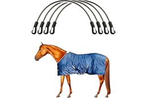 ZXFNNCY Horse Blanket Straps - Adjustable Elastic Tail & Leg Straps with Double-Ended Clips Horse Blanket Leg Straps, 21" Stretchy Replacement Straps for Horse Blankets & Stall Buckets（ 4 Pack ）