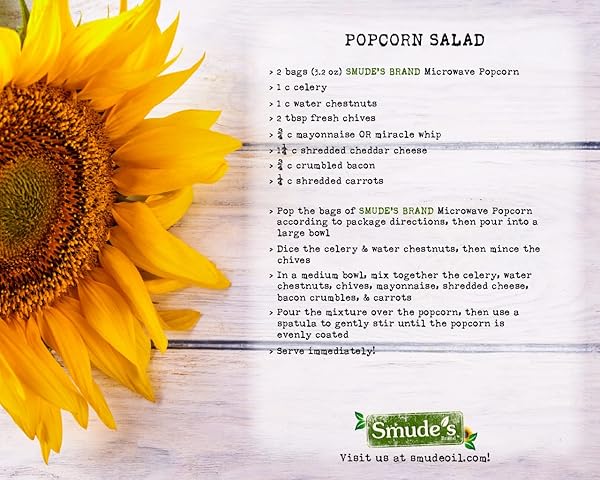 SMUDE’S BRAND ALL NATURAL MICROWAVE POPCORN – LOW SODIUM | 3 SIMPLE INGREDIENTS – POPCORN, SMUDE’S SUNFLOWER OIL, & SALT | HEALTHY SNACK, HEART HEALTHY, WHOLE GRAIN | GLUTEN FREE, DAIRY FREE, NON-GMO, VEGAN, KOSHER | PFAS-FREE BAGS | 1 BOX OF 3 BAGS