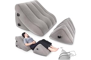 SAHEYER Inflatable Bed Wedge Pillow Set, 2 PCS Post Surgery Support Pillow for Back, Knees, Leg Pain Relief, Adjustable Sitting Pillows for Acid Reflux, Anti Snoring, Heartburn, GERD Sleeping (Grey)