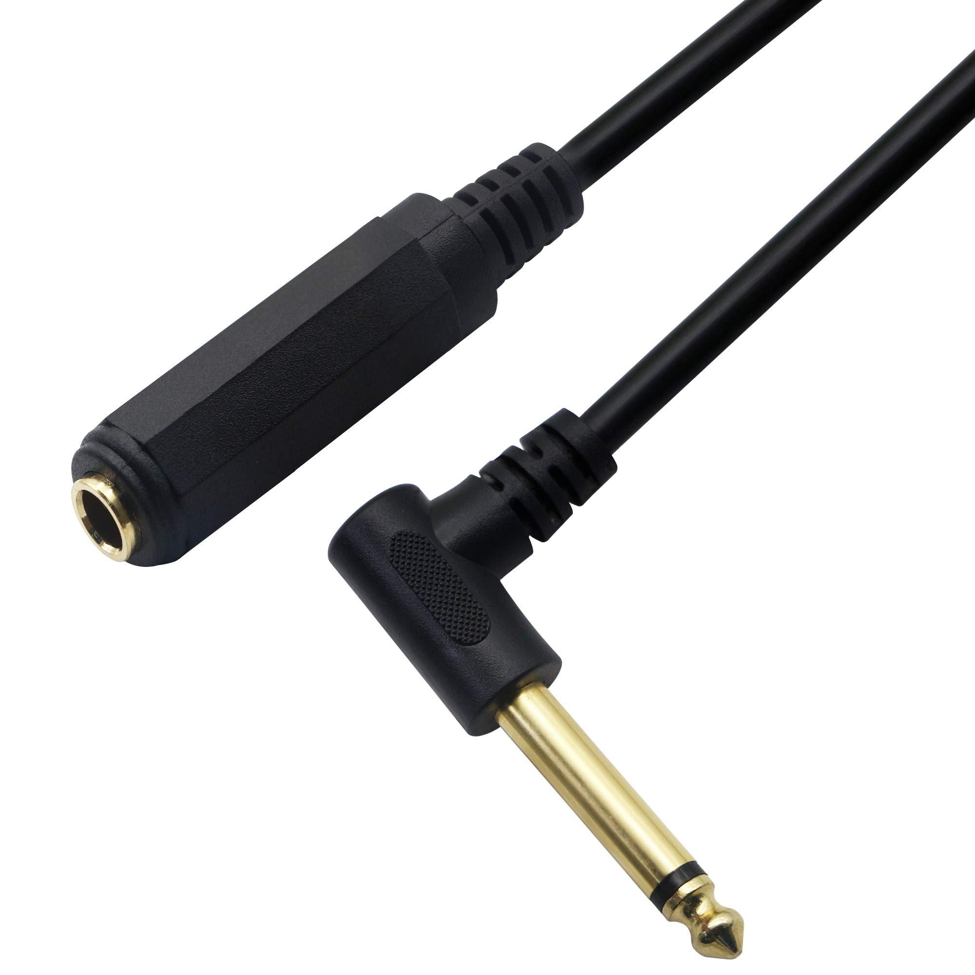 Guitar AMP Cord Right Angle,Mono 90 Degree 6.35 TS Male to 6.35 TRS Female Audio Cable For Amplifiers,Guitars,Pianos,Home Theater Equipment Etc.