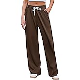 Quenteen Women's Wide Leg Pants Casual High Waisted Baggy Straight Sweatpants Drawstring Athletic Joggers with Pockets