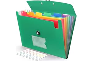 Accordian File Organizer 7 Pocket Expanding File Folder with Labels, Plastic Expandable File Folder for Documents Letter Size