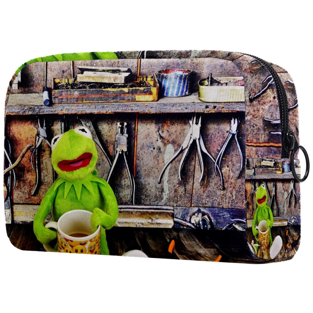 Kermit Frog Small Makeup Bag Pouch for Purse Travel Cosmetic Bag Portable Toiletry Bag for Women Girls Gifts