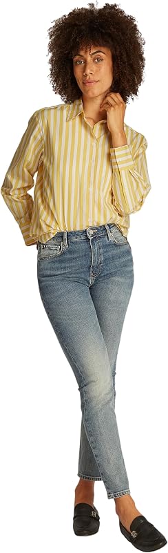 Damen Hemd Poplin Easy Fit Oversized, Mehrfarbig (STP Citronella), 34 — Foto 4 von 6