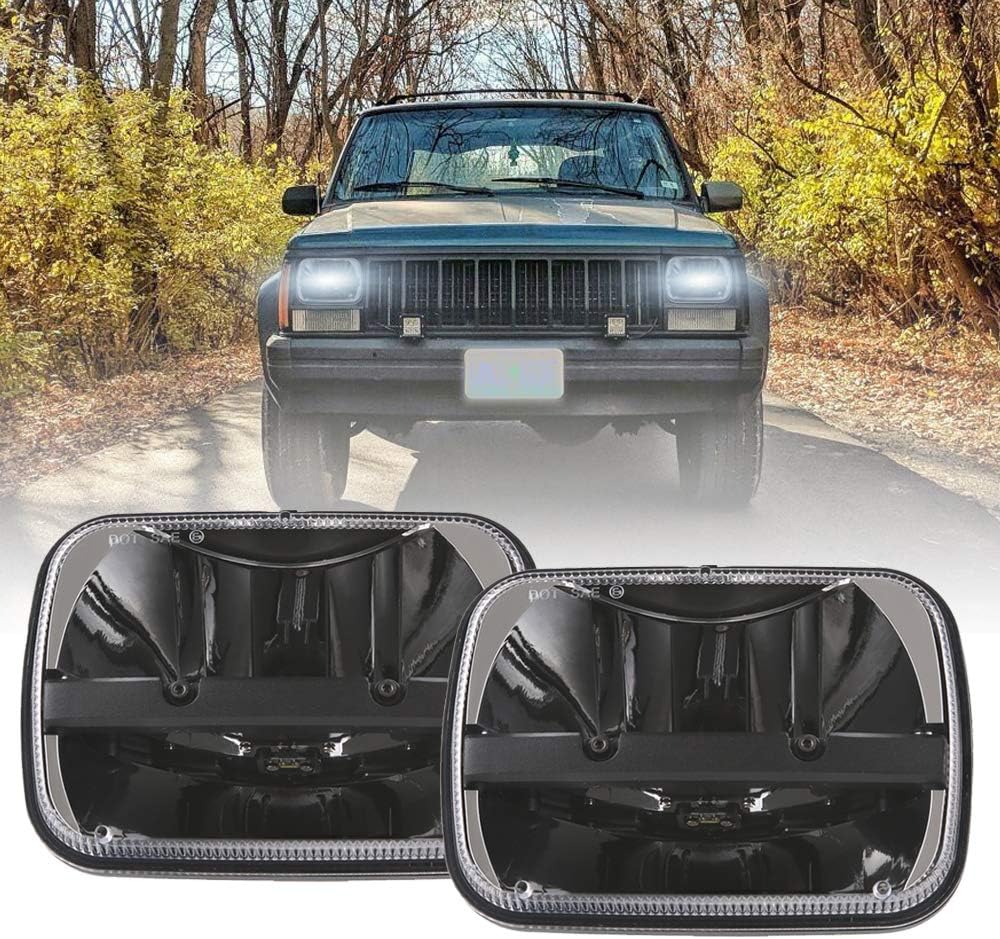 AUDEXEN 5x7 Inch LED Headlights (2 Pack) | High/Low Beam, For Jeep Wrangler YJ, Cherokee XJ, Trucks