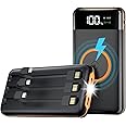 UYAYOHU Portable Power Bank Charger,40000mAh Power Bank Flashlight 5V3.1A Fast Charger and Built in Out/Input Cables 10W Wire