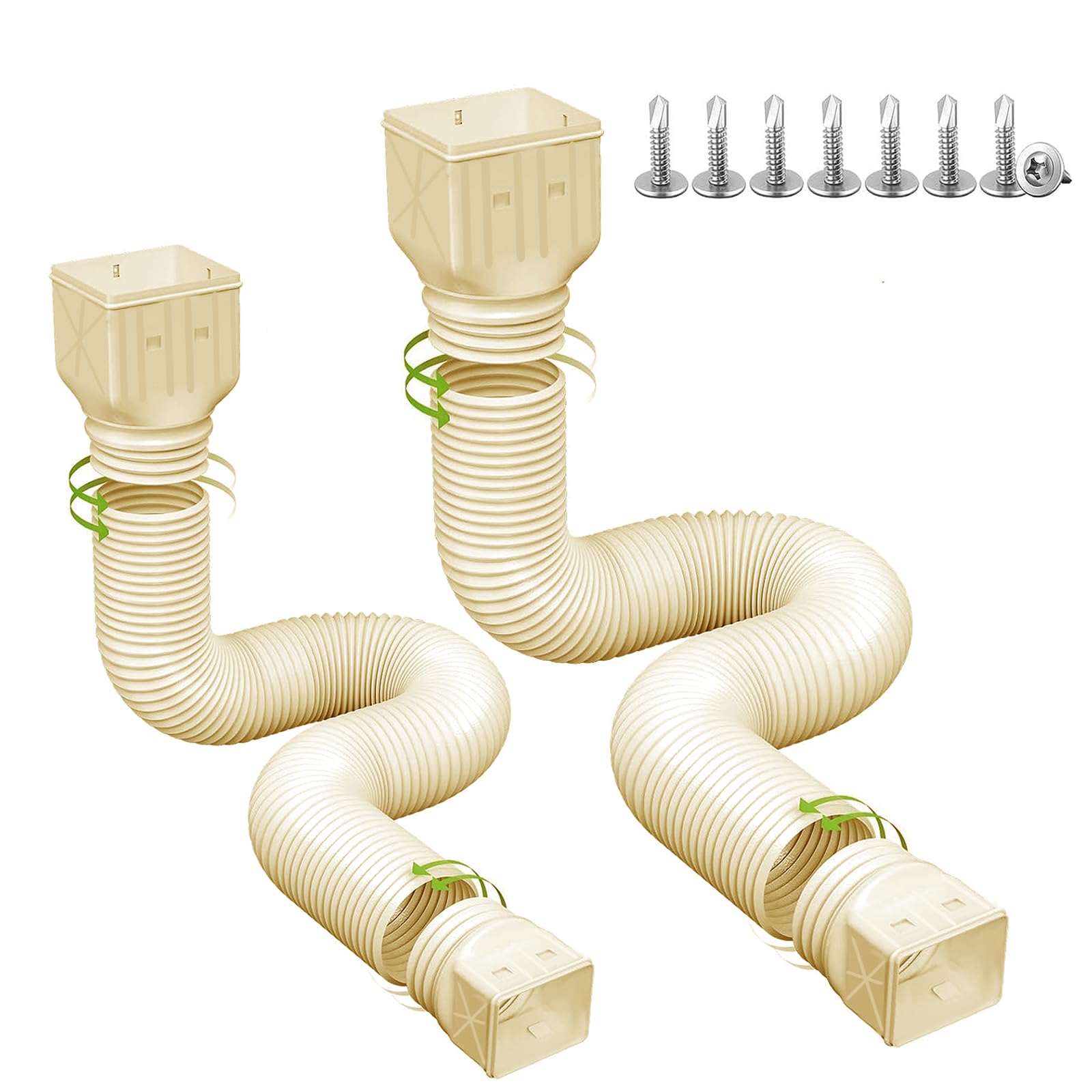 Photo 1 of 2 pack Flexible Rain Gutter Downspout Extensions,Drain Downspout Extender,Gutter Extension Flexible,Down Spout Drain Extension Pipes,Extendable from 21 to 60 Inches (stone-grey)