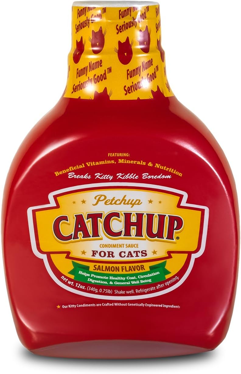 Petchup Catchup Nutritional Dry Cat Food Gravy. Holistic Cat Food Topper for an Amazing Cat Food Treat Formula - Low Calorie, Grain-Free & Gluten-Free - 12 oz. Bottle, Salmon Flavor