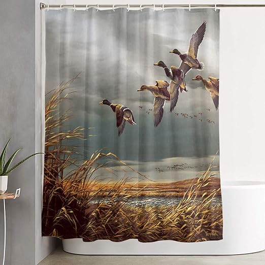 Amazon Com Hunting Flying Wild Ducks Bath Shower Curtain Bathroom