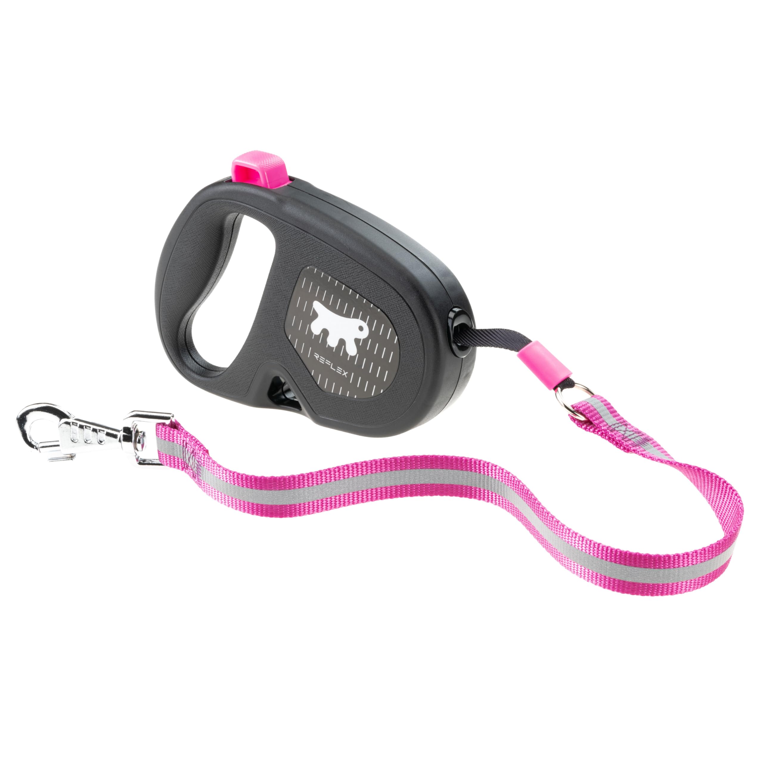 Ferplast FLIPPY ONE REFLEX Reflective Extendable Dog Lead - Evening Walks - Bag Holder - Lock & Release Button - Ergonomic Design - Tape - Max 50 Kg - 5m, Purple