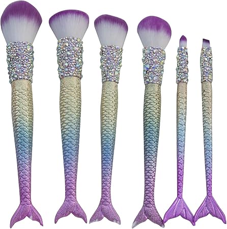Amazon メイクブラシ 6pcsマーメイドメイクブラシセット アイシャドウ眉アイライナーブラッシュ輪郭リップメイク美容メイクブラシセット Cnll メイクアップブラシ 通販