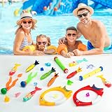 Vinitoy 24 Pcs Diving Toys Set for Pool Kids Diving Mermaids Torpedoes Rings view 4