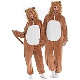 HSCTEK Luxury Double-sided Flannel Fleece Adult Lion Onesies with Hoodie