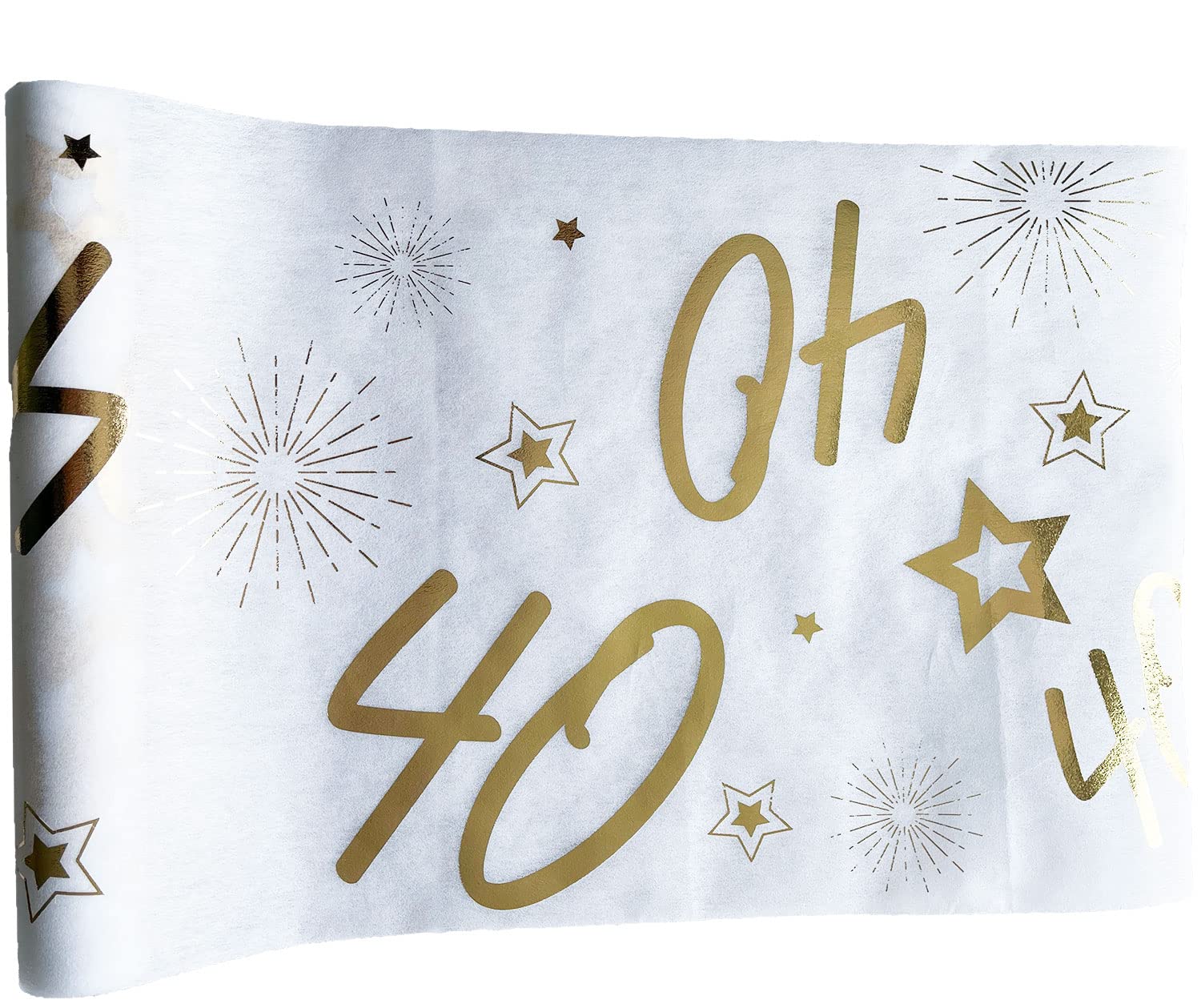 Tralala Fêtes© – Table Runner For 40th Birthday Party – Gold, Non Woven Ribbon for Middle of the Table – Chic Decoration for White and Gold Birthday Party – Shiny Roll 31.5 x 500 cm (40 years)