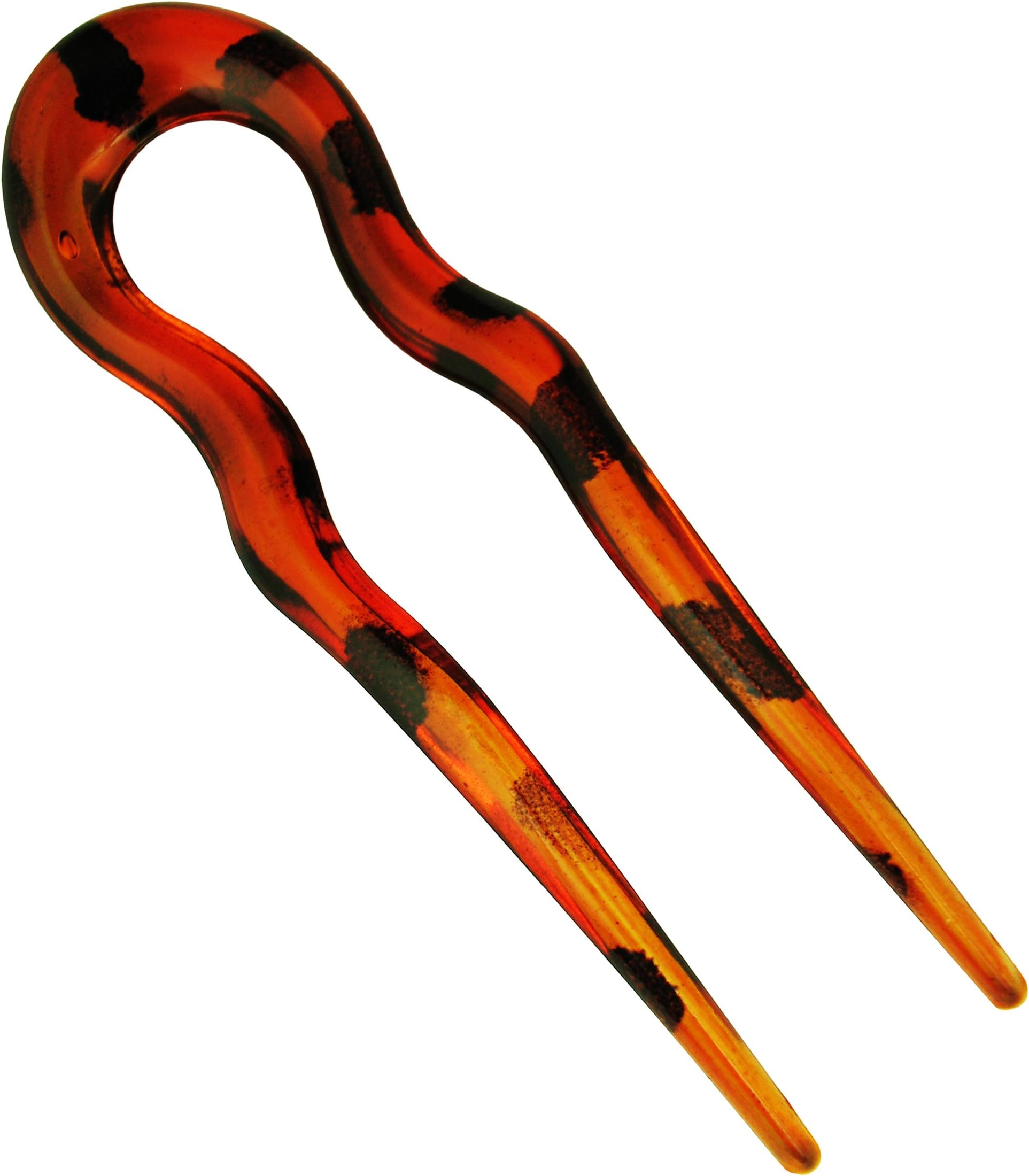 OMYGOD Large tortoiseshell 2-prong hair stick fork - 13cm x 4.6cm x 0.5cm