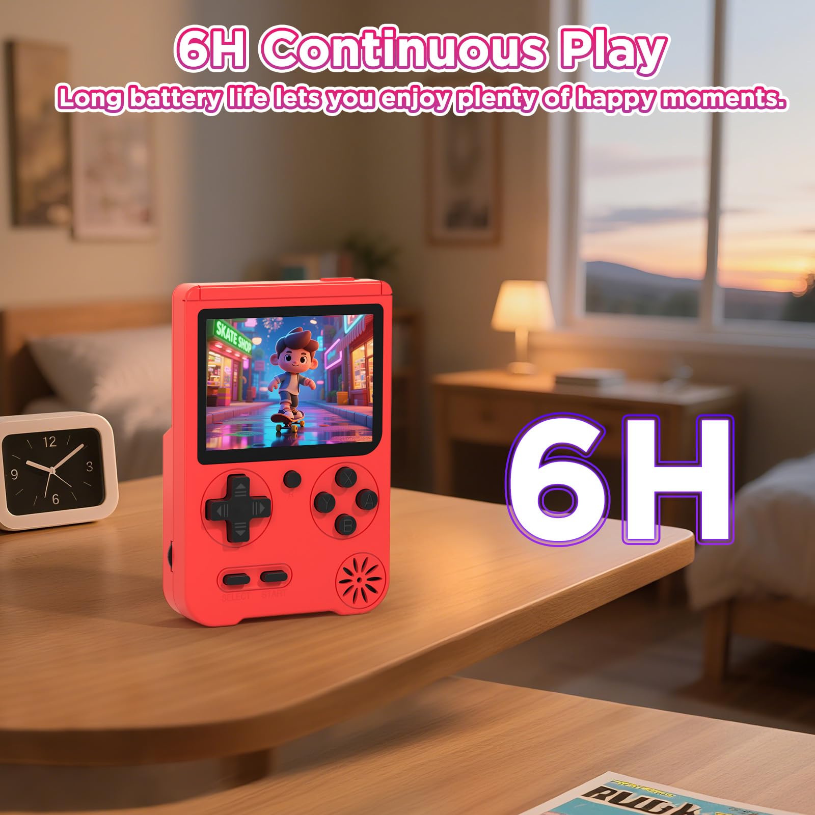 Handheld Games Console, Built-in 500 Video Games, Portable Video Gaming Player with 3.0 Inch lPS Screen，Rechargeable Portable Electronic Gaming System, Pocket Mini Arcade, Red