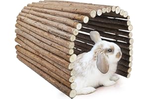kathson Rabbit Wooden Bridge(20.0 x 11.8 inches),Guinea Pig Wood Tunnel Large Bunny Ladders Small Animal Flexible Hideout for Hamster Chinchillas Guinea Pig Hedgehog and Other Rodents