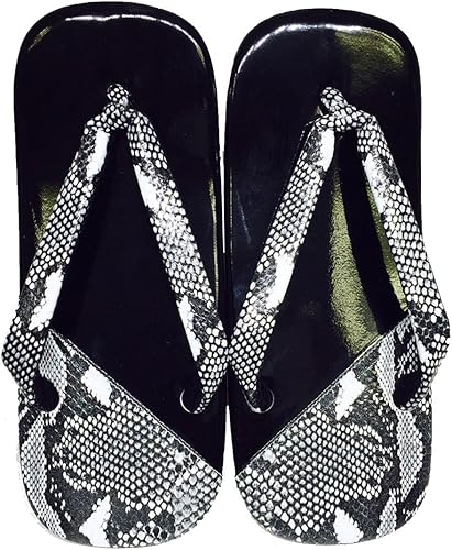 Amazon 雪駄 男性 ヘビ 蛇柄雪駄 草履 メンズ 雪駄 ライト底 和柄 エナメル ぞうり かっこいい セッタ 男性用 へび 黒 ブラック 白 ホワイト 痛くない サンダル 日本製 和 鼻緒 履き物 履物 ノーブランド品 下駄 草履