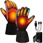 QILOVE Heated Gloves for Men Women, Rechargeable Electric Gloves Waterproof&Windproof, Touchscreen, Non-Slip Grip with 3 Heating Levels for Motorcycling, Skiing, Outdoor Work & Winter Sports
