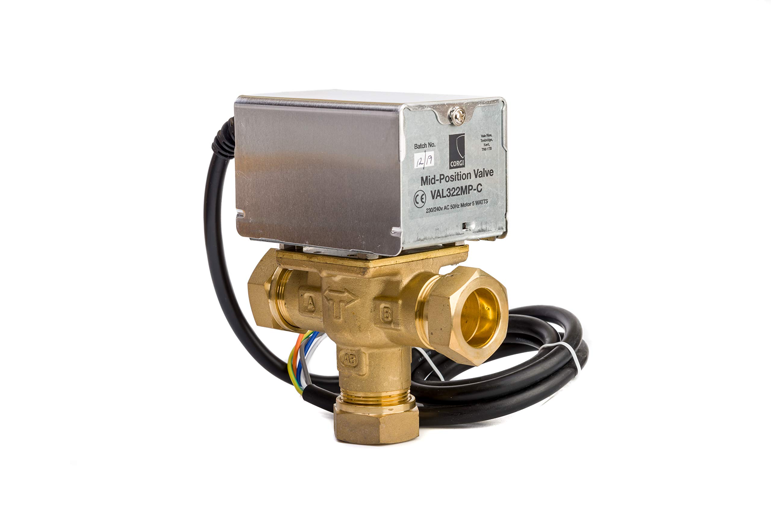Corgi VAL322MP-C 3 Port Mid-Position Motorised Valve - Chrome/Brass