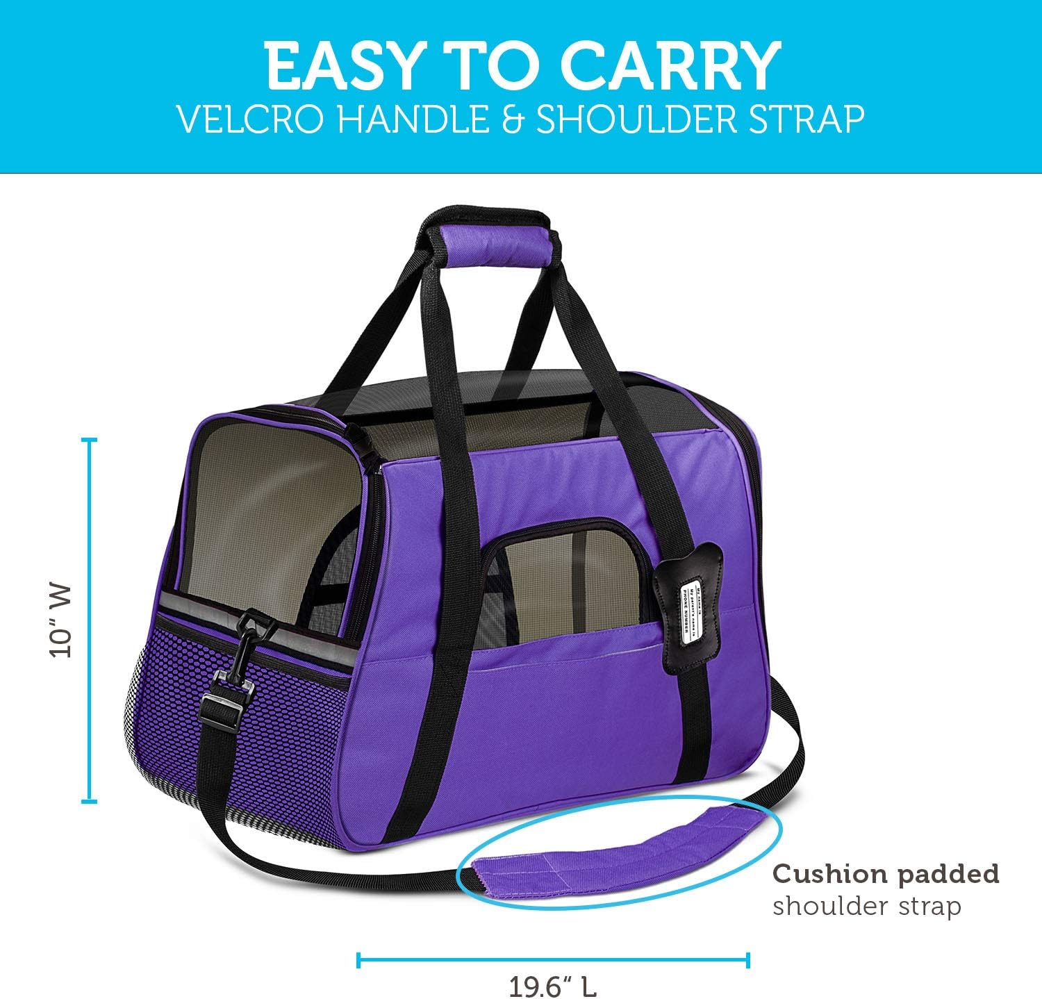 Paws & Pals Airline Approved Pet Carrier - Soft-Sided Carriers for Small Medium Cats and Dogs Air-Plane Travel On-Board Under Seat Carrying Bag with Fleece Bolster Bed for Kitten Cat Puppy Dog Taxi : Pet Supplies