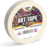 TSSART White Art Tape Medium Tack - Masking Artists Tape for Drafting Art Watercolor Painting Canvas Framing - Acid Free 1 In