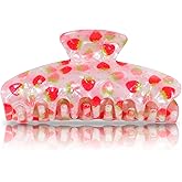 JazSwirl Strawberry Hair Claw Clip for Women, 3.5 Inch Red Fruit Hair Clips Cute Strawberries Claw Clips for Thick or Thin Hair Stylish Hair Accessories