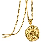 Speroto Zodiac Necklace for Men Women, Stainless Steel 12 Constellation Mens Necklace, Horoscope Astrology Embossed Zodiac Pendant Necklace, Ideal Gifts for Men Women Teens