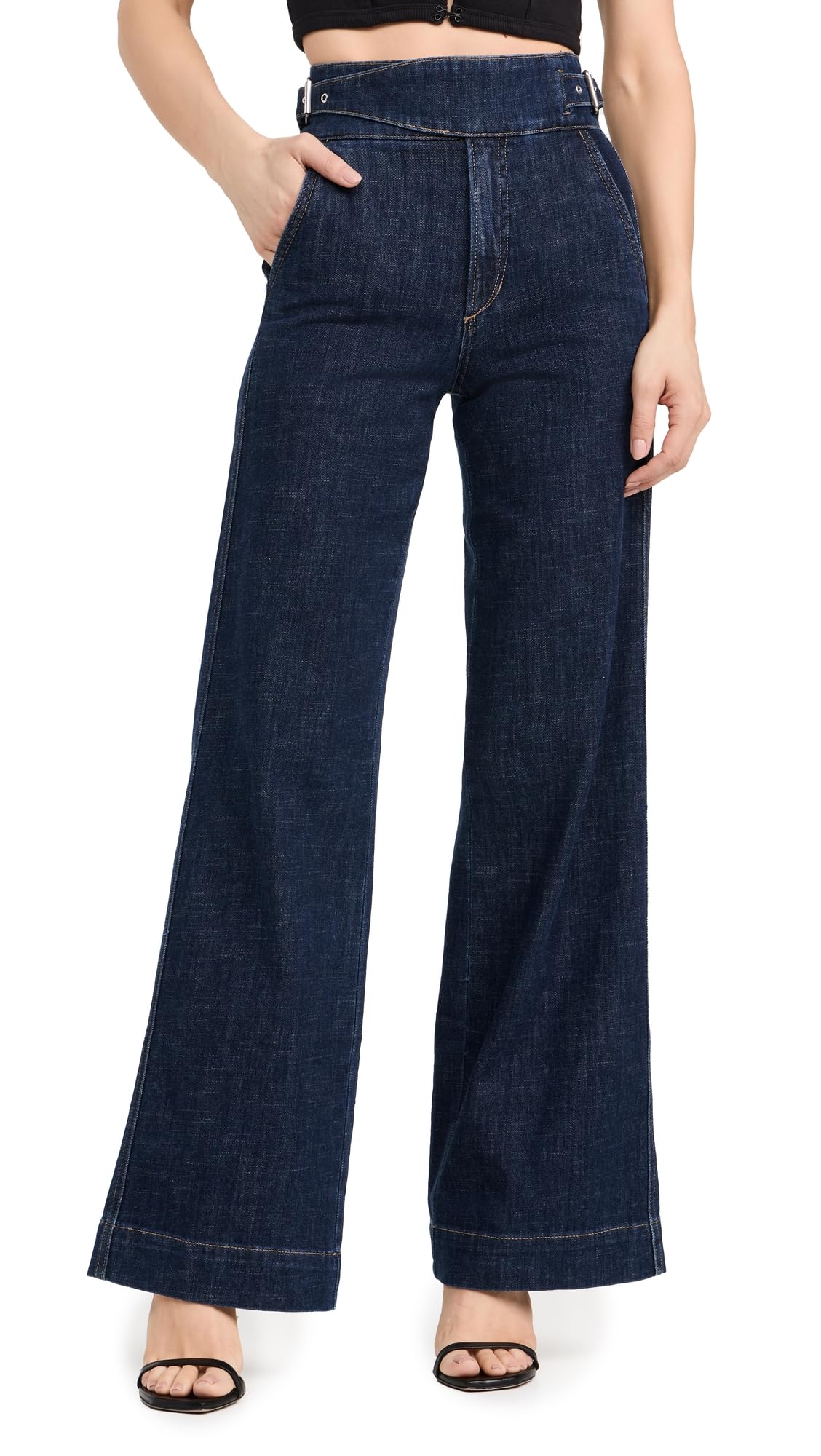 Photo 1 of JOE'S JEANS Women's The Double Buckle Wide Leg Sailor Pants, Out of Control, Blue, 29