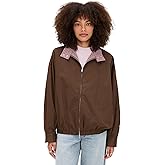 Pixie Market Women's Plaid Contrast Bomber Jacket