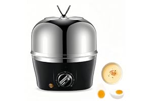 304 Stainless Steel Egg Boiler Cooker, 9 Egg Capacity Electric Egg Poacher, Multifunctional Single Layer Egg Steamer Maker wi