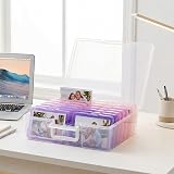 Novelinks 4x6 Photo Organizer Box with Handle, 16 Inner Cases, Pink Purple view 7