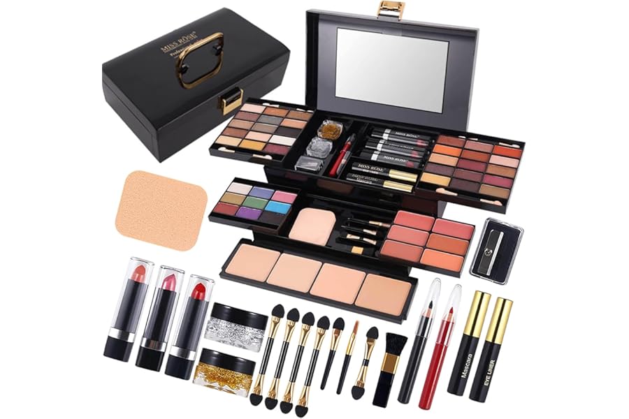 MISS ROSE M 58 Color Professional Makeup Kit, makeup pallet,All In One Makeup Set for Women Girls Beginner,Include Eyeshadow Facial Blusher Eyebrow Powder Face Concealer Powder Eyeliner Pencil and a Mirror(331Y)