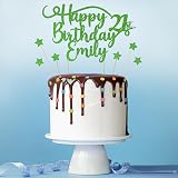 Cakeshop Personalised Happy Birthday Glitter Cake Topper Green view 3