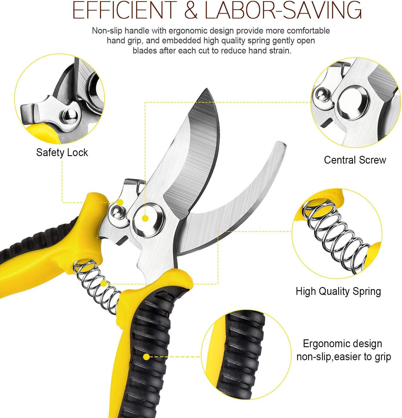 3 Pack Garden Pruning Shears Stainless Steel Blades Handheld Pruners Set with Gardening Gloves: Home Improvement