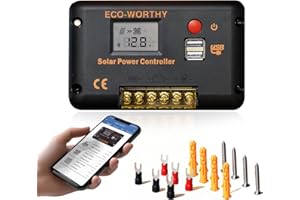 ECO-WORTHY 30A Solar Charger Controller Bluetooth,Solar Panel Battery Intelligent Regulator with Dual USB Ports Auto 12/24V PWM Negative Ground for Lithium,Lead-Acid,Gel Battery