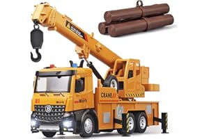 OANMYJJO Children Crane Toy Metal DieCast Crane Model，Construction Truck Toys with Simulated Sounds and Lights，Suitable for Ages 3 and Up Toy Crane for Boys
