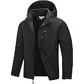 33,000ft Men's Softshell Jacket with Hood Fleece Lined Windbreaker Lightweight Waterproof Jackets for Hiking