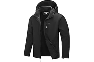 33,000ft Men's Softshell Jacket with Hood Fleece Lined Windbreaker Lightweight Waterproof Jackets for Hiking