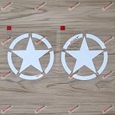 Army Star Car Sticker Decal Vinyl WW2 | 2-Pack 4" White - Fit for Jeep Toyota Willys - for Bumper Truck Laptop Removable Waterproof No Background