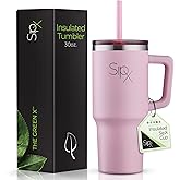 SIPX™ 30 oz Insulated Tumbler with Handle & Straw – Vacuum Insulated Stainless Steel, Leakproof, Cupholder Friendly – Perfect for Iced Coffee, Water & Travel – Pink
