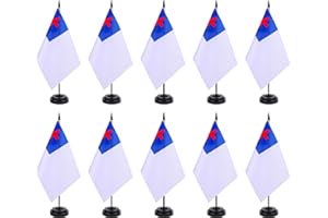 ZXvZYT Christian Flag Banner USA Christian Desk Flag Set Small Mini Christians State Office Table Stick Flags with 12" Solid Pole Black Stand Base Decorations (12 Pack)