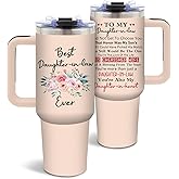 DUUV Daughter in Law Gifts, 40 Oz Coffee Tumbler with Handle and Straw, Christmas Thanksgiving Birthday Gifts for Daughter in Law, Insulated Travel Mug, 1PCS