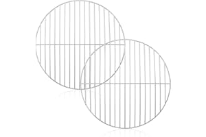 HaSteeL Replacement Cooking Grate for Small 13.7 Inch Charcoal Grill, Round Chromed Iron Steel Grilling Rack Grid, Non Toxic & Healthy (2-Piece)