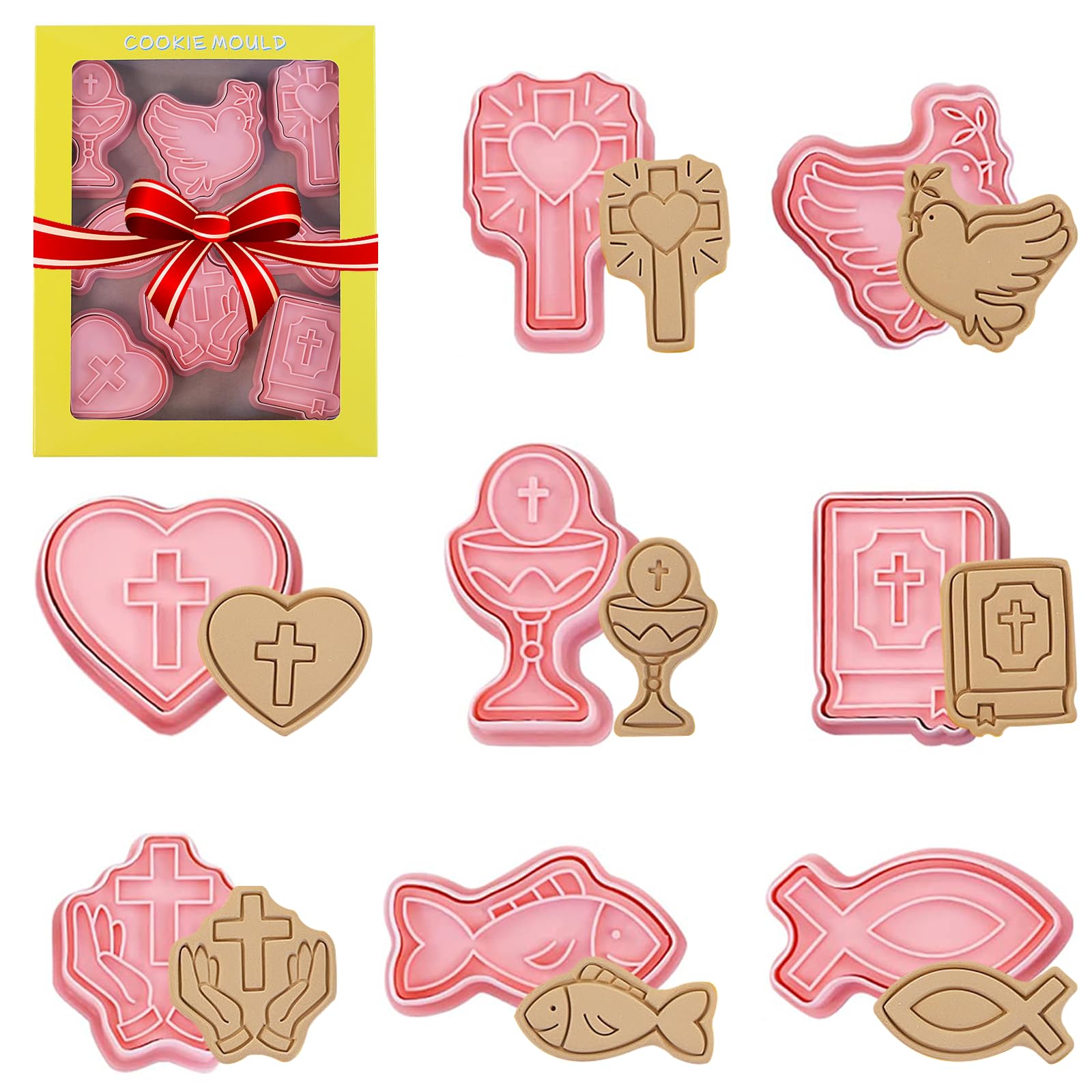 Set of 8 Christening Cookie Cutters for Communion Confirmation Christening Decoration