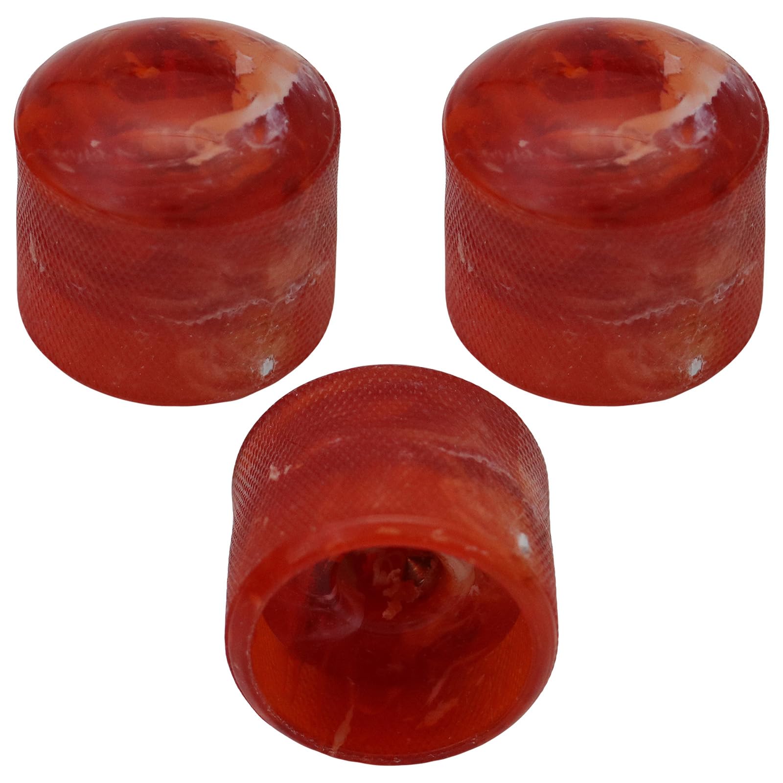 Pack of 3 6mm Round Hole Marbled Colour Domed Top Guitar Tone/Volume Control Knob (Red)