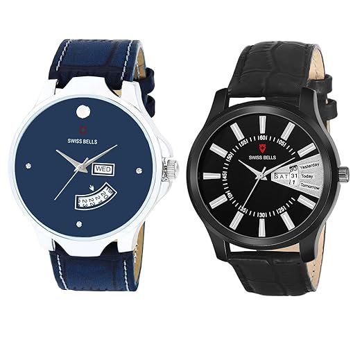 Svviss Bells Day and Date Display Pack of 2 Chronograph Multicolour Dial Wrist Watches - TA-1122