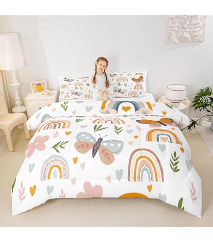 Queen Size Comforter Set - Gold Floral Red Flower Vintage Design, 100% Microfiber, Includes Comforter & 2 Pillowcases (No Inserts)
